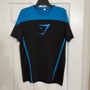 Gymshark Fitted Gym Training Shirt Blue Black Men’s Size Large